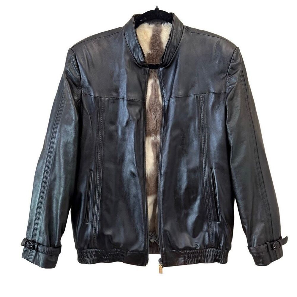 Men’s Vintage Zilli Leather Bomber Jacket Fur lined 1980s